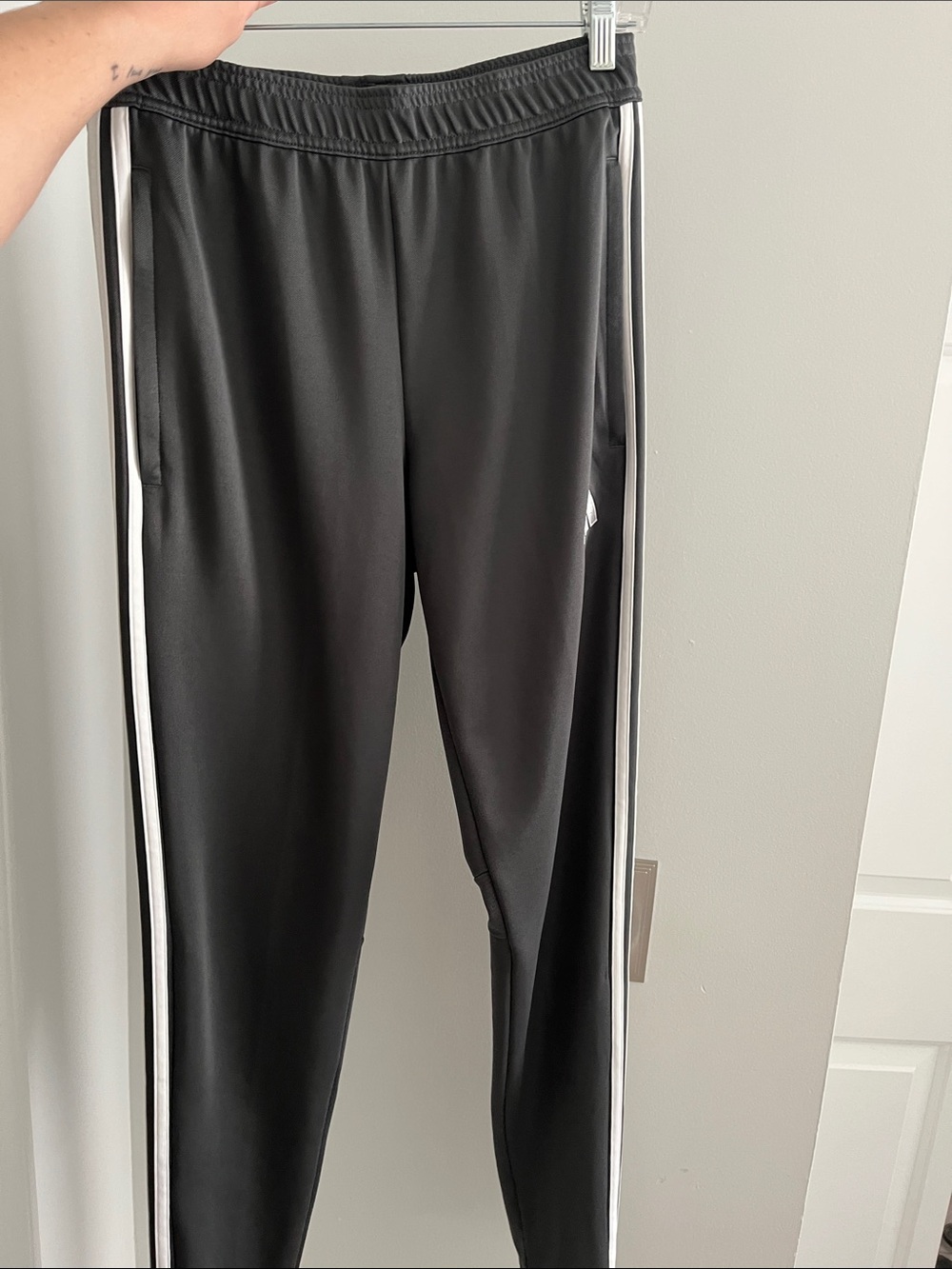 adidas Black Joggers with White Side Stripes